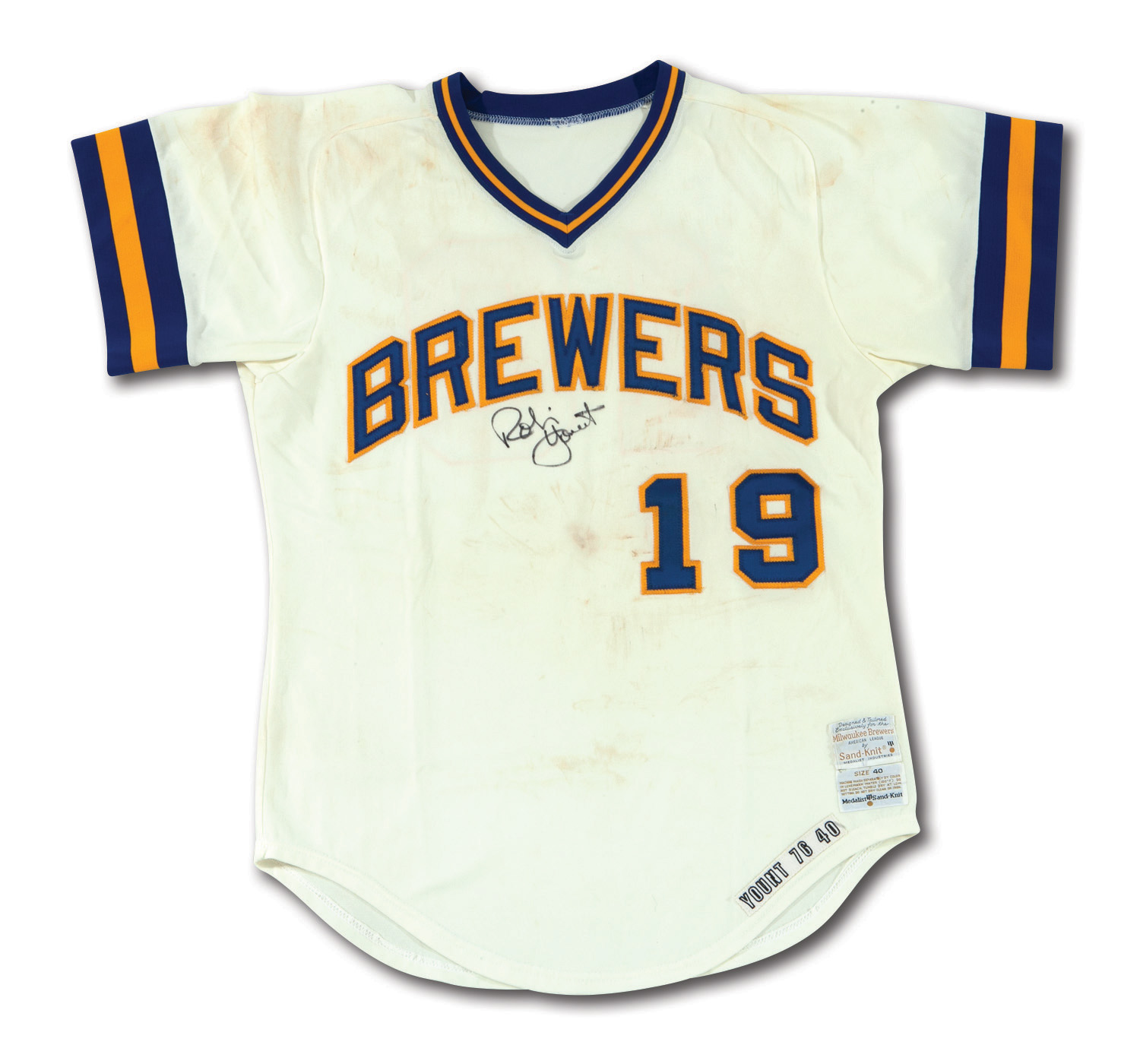 Yount's 1976 Game Worn, Signed Brewers Home Jersey - SCP AUCTIONS