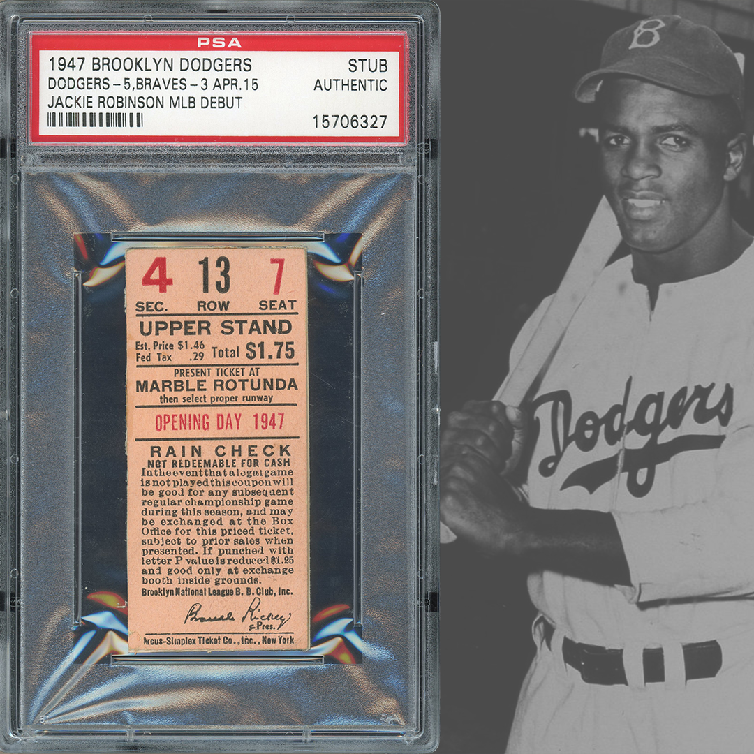Monumental April 15, 1947 Brooklyn Dodgers Opening Day Ticket Stub