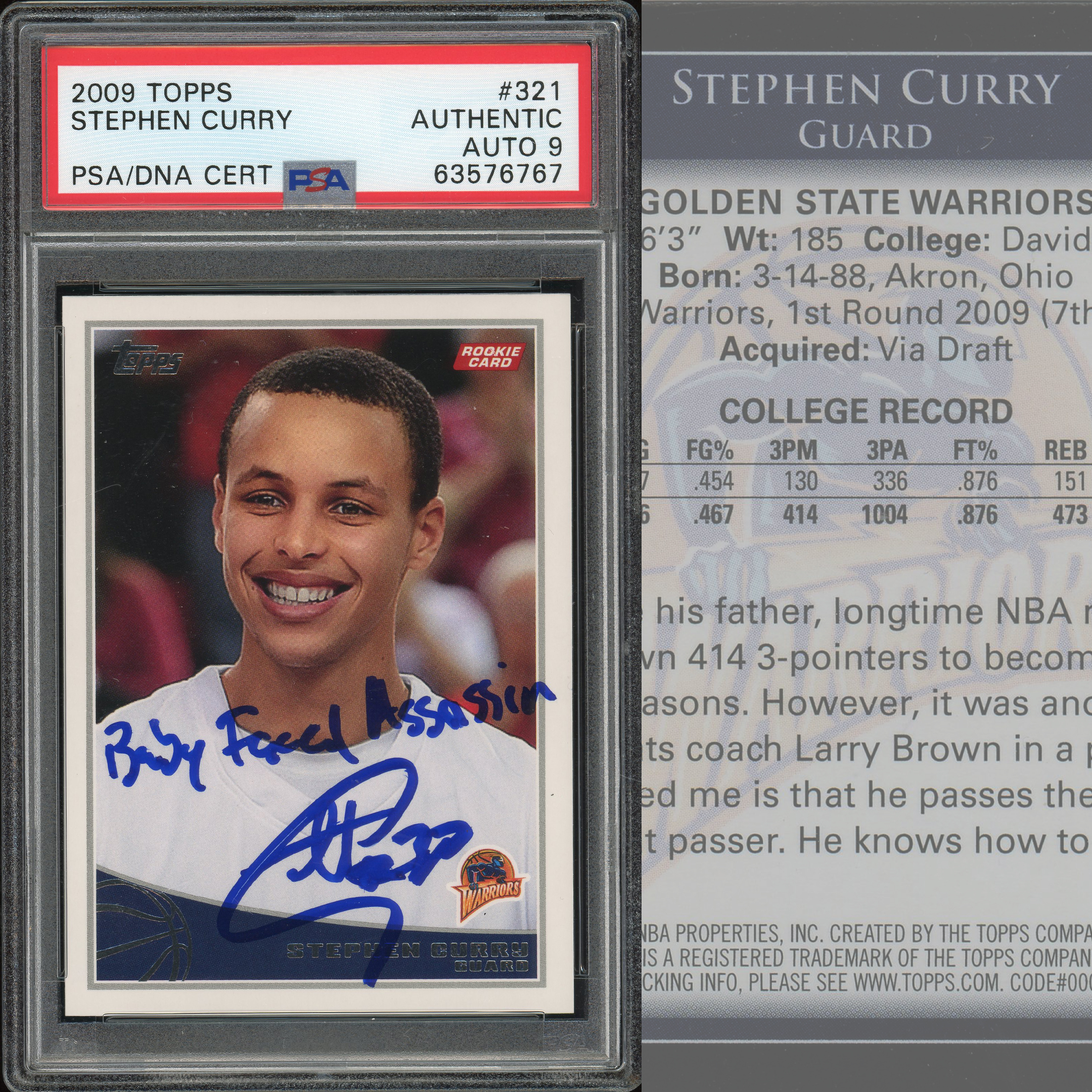 Auction Prices Realized Basketball Cards 2009 Topps Stephen Curry